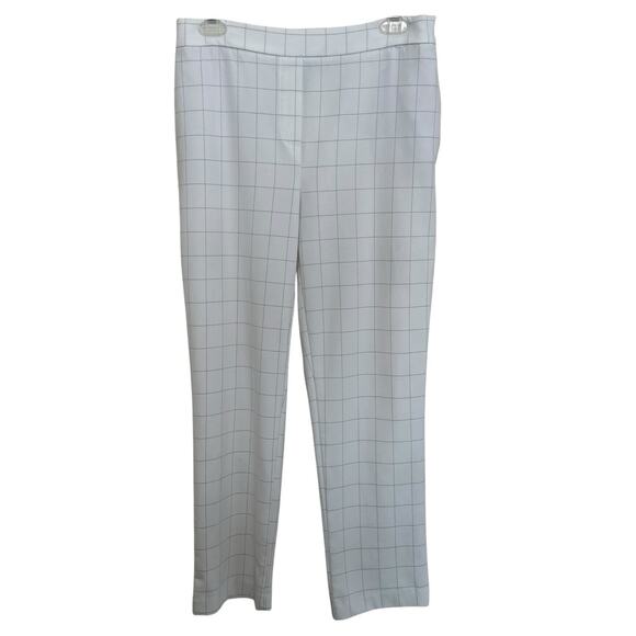 Rachel Zoe | White Windowpane Elastic Waist Crop Preppy Pants Sz 6 Checkered - Picture 1 of 6